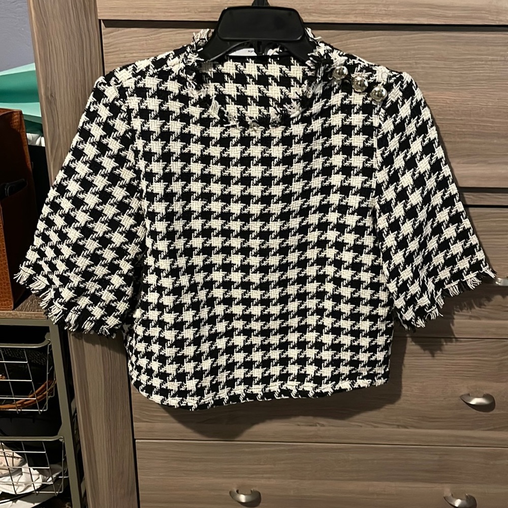 Houndstooth Mango Blouse